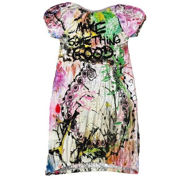 Women's Small Desigual Make Something Good Colorful Boho Abstract Dress - Picture 2 of 9